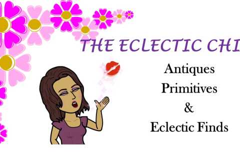 Logo with illustrated person. Text says “The Eclectic Chic: Antiques, primitives and Eclectic Finds”