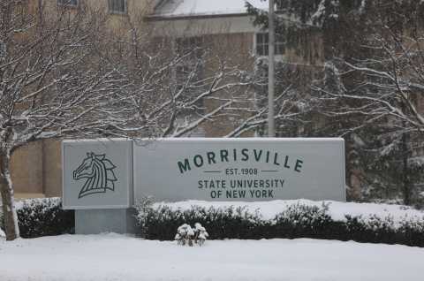 SUNY Morrisville campus sign on Route 20