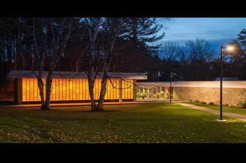 Chapel House exterior illuminated in the evening