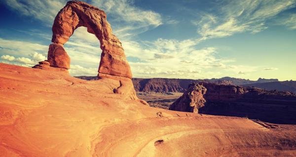 A view of Delicate Arch from the Delicate Arch Hike near Moab Utah