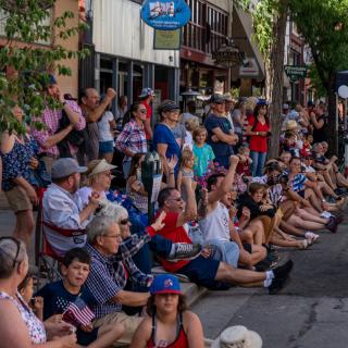 People in downtown Durango celebrating 4th of July.