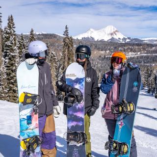 Snowboarding with the Never Summer Women's Team During Winter at Purgatory Resort