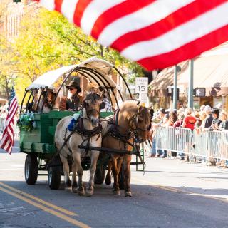 A covered wagon during the Cowboy Gathering parade.