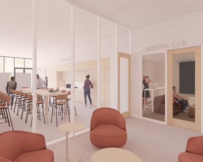 Architect's Rendering of the new Makerspace in the Bentonville Public Library