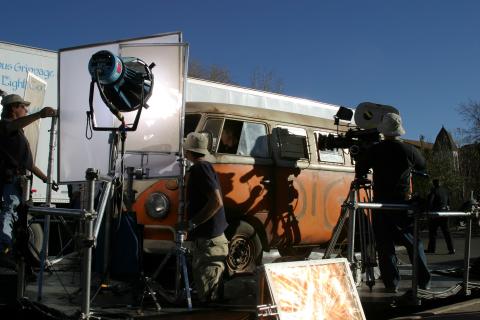 NM crew filming a van