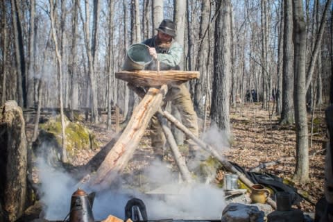 Man makes Maple syrup using 19th century techniques at Genesee Country Village & Museum