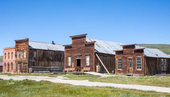 Row of buildings, museum at Bodie State Historic Park