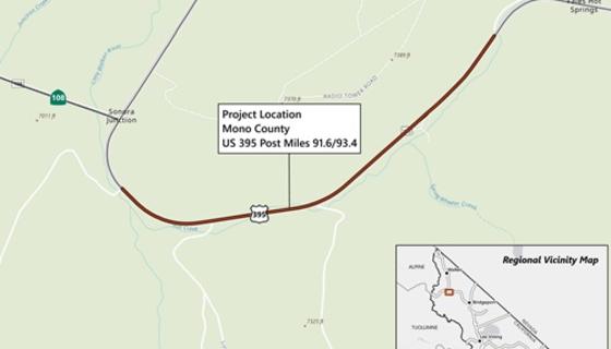 Caltrans project area sonora shoulders project closure 2024