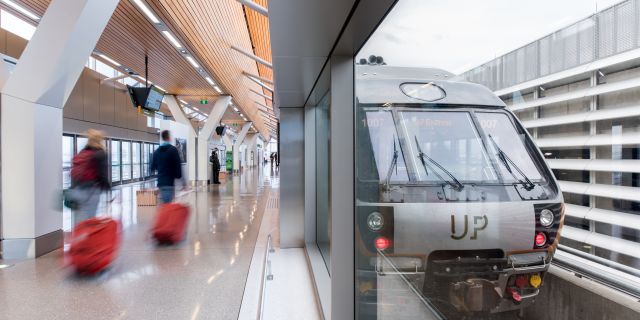 The train station at Pearson International Airport for the UP Express train