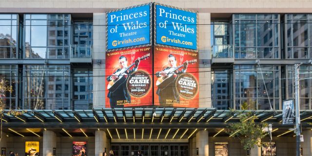 Outside the Princess of Wales Theatre on King Street West in Toronto's Entertainment District