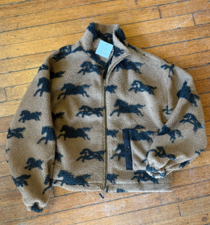 zip up sweater with horses on it