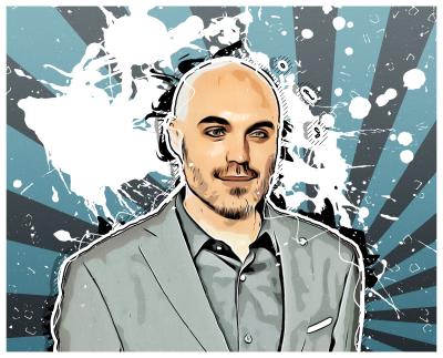 An illustrated image of the famous film-maker David Lowery.