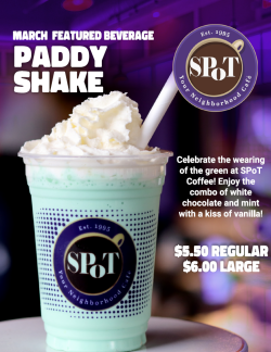 green shake on promotional flyer