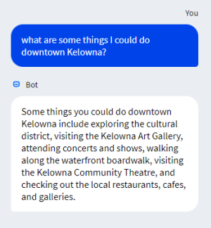 KAITI response to "things to do downtown Kelowna"