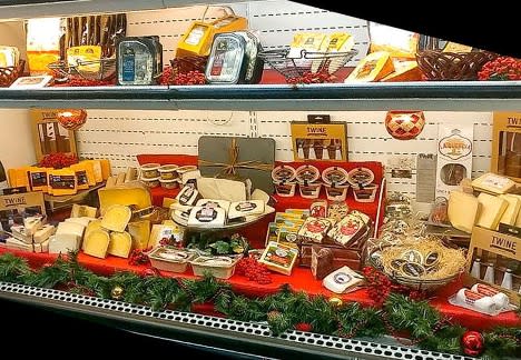Cheese display at tommy food market