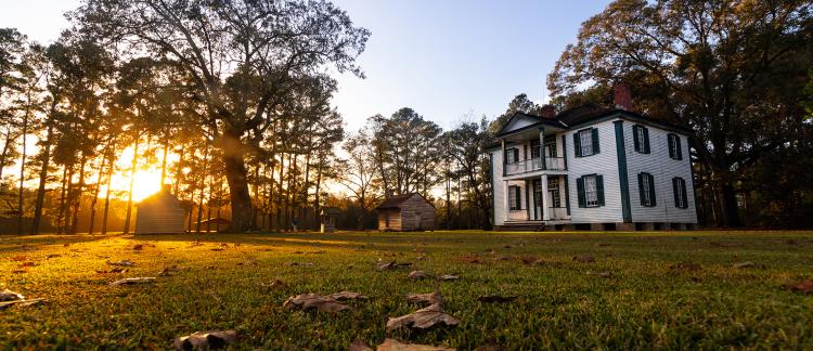 Bentonville's Harper House as the sun sets