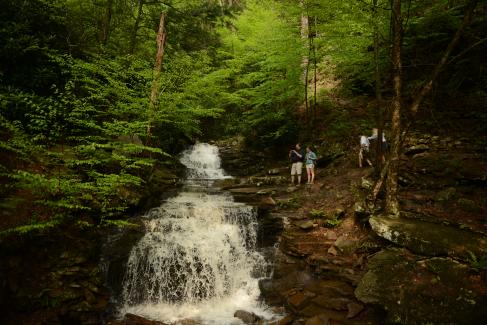 view of Rainbow Falls at Trough Creek State Park