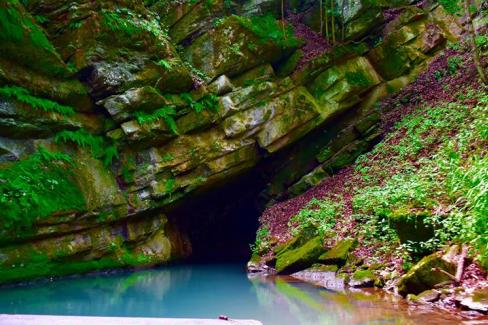 the far entrance at Penn's Cave, America’s only all-water cavern
