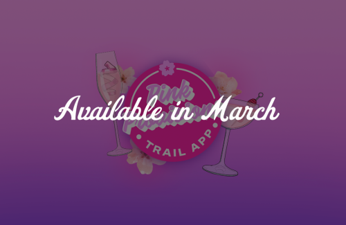 Infographic for Visit Macon's Pink Provisions Trail app, coming in March 2023