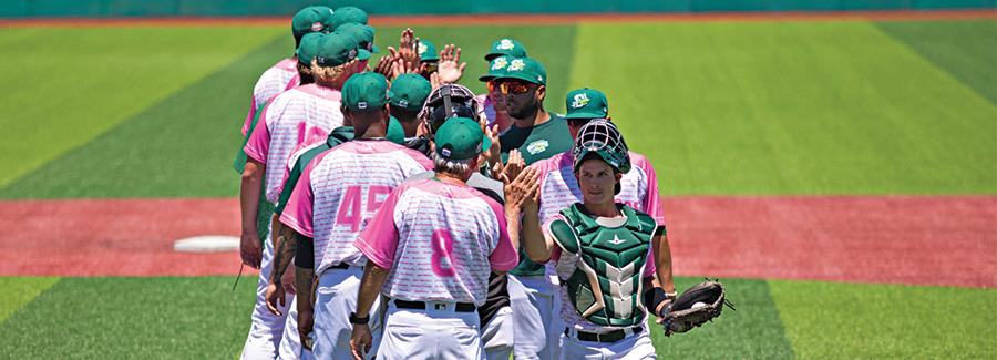 The Daytona Tortugas' team high fives their opponents after a home game at historic Jackie Robinson Ballpark