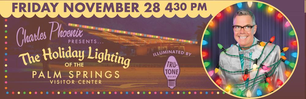 The Holiday lighting of the Palm Springs Visitor Center poster