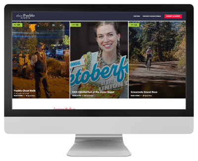 Share Pueblo Events website on desktop 2024