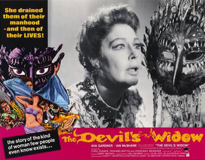 Lobby card for The Devil's Widow featuring Ava Gardner.