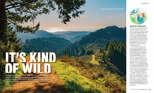 SFP Magazine 2026 It's Kind of Wild Spread. Background contains a trail in a forest.