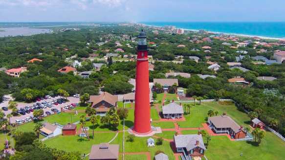 An aerial view of Ponce Inlet Lighthouse