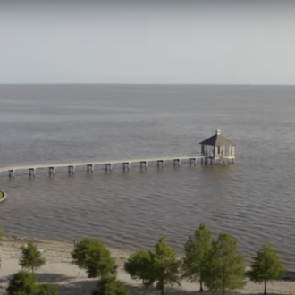Aerial view of Lake Pontchartrain at Fonatinebleau State Park