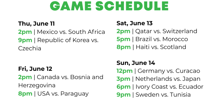 Kick it Game Schedule