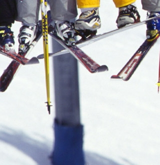 Skis on a chairlift