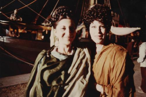 Nahid and Ava Gardner on the set of A.D. in costume