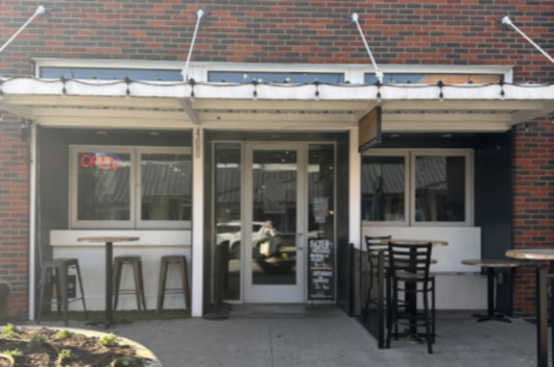 Filtered coffee shop patio