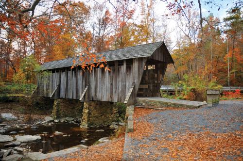 Pisgah Covered Bridge in fall