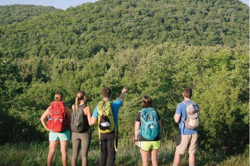 Hikers at Busiek State Forest and Wildlife Area near Springfield, Missouri