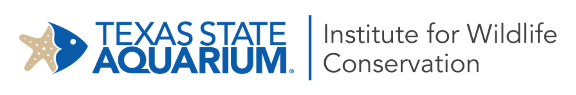 Texas State Aquarium logo next to gray text reading, "Institute for Wildlife Conservation"