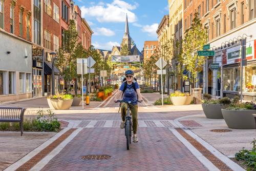 Angie Riding on Baltimore Street - Reimagine Cumberland