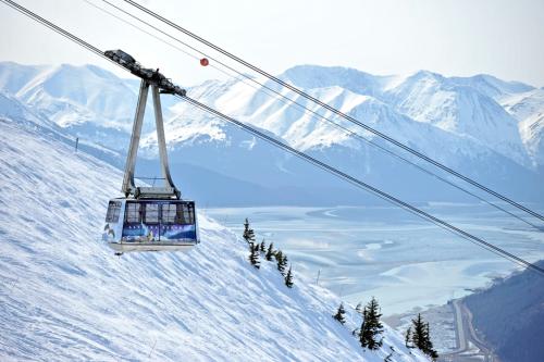 Tram in winter at Alyeska Resort.