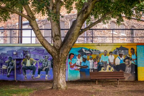 The Triangle Park mural by Molly Must in The Block neighborhood of Asheville, NC