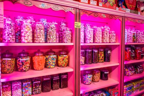 New Albany Sugar Shoppe cannisters of candy