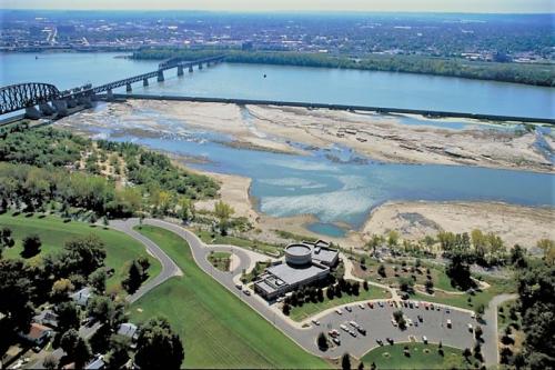 Falls of the Ohio Aerial View of River and Bridge