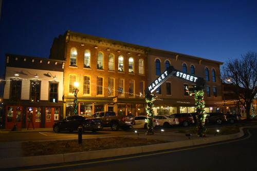 Downtown Jeffersonville with Christmas Lights at night