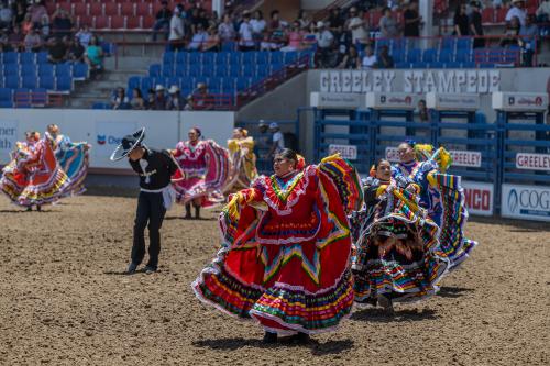 Heritage of Mexico Rodeo dancers performing at the Greeley Stampede