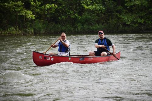Two men in a canoe at Jack's Narrows