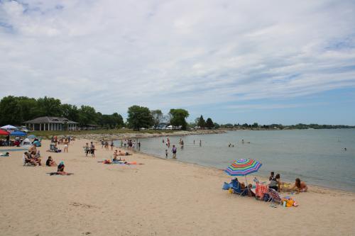 Manitowoc lighthouse beach on July 4th