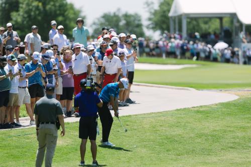 Crowd shot watching a golfer at AT&T Byron Nelson at TPC Craig Ranch in McKinney
