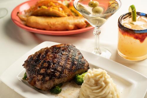Double Eagle Restaurant's 14 oz. ribeye with buttermilk mashed potatoes.