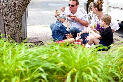 family at farmers market