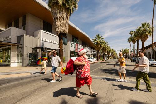 Santa shopping on Palm Canyon Drive in Palm Springs for the Holidays